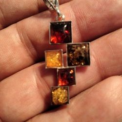 925.Silver Multi Colored Stones Pendant 