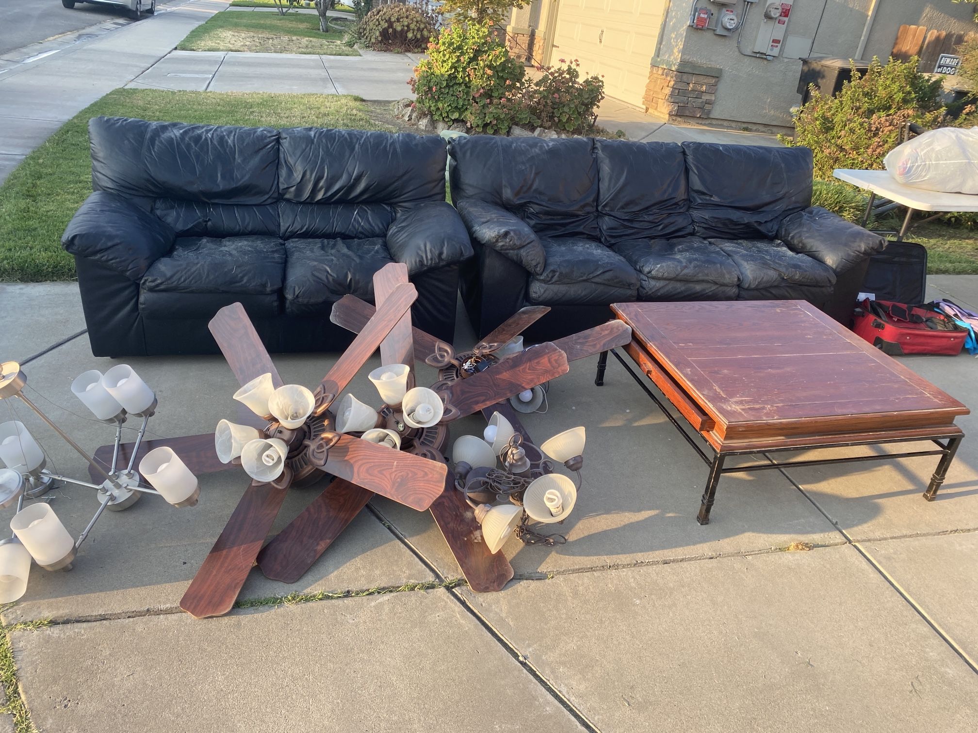 Black Leather Couch And Love Seat Make Offer