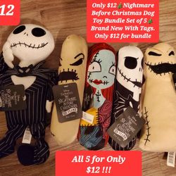 Only $12🎄Nightmare Before Christmas Dog Toy Bundle Set of 5🎄Brand New With Tags. Only $12 for bundle