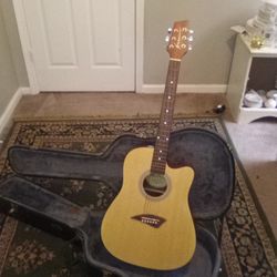 Kona Guitar And Black Leather Case 