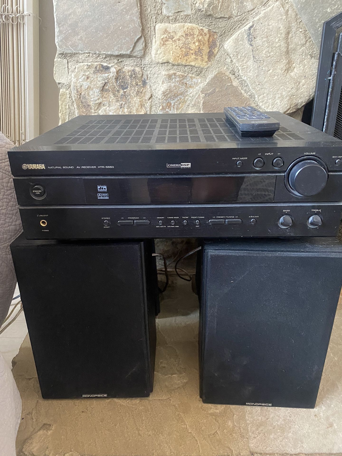 yamaha receiver htr 5550 Remote AV Cable Speakers Stereo Surround Sound Amplifier Digital Cinema Home Theater