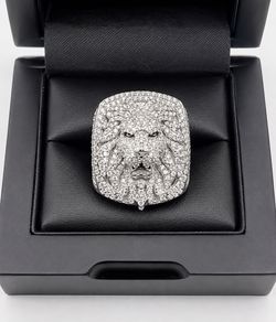 925 Sterling Silver 2.50CT MOISSANITE Iced Out Chunky Lion Men’s Ring Size 9