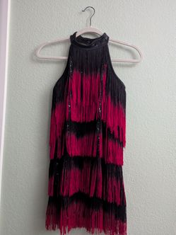 Weissmman Black and Red Ombre Fringe Sequin Dance Costume or can be used for Halloween