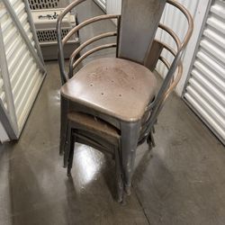 Set of 4 Industrial Metal Chairs - Faux Rust/Patina Finish Or Patio Chairs 