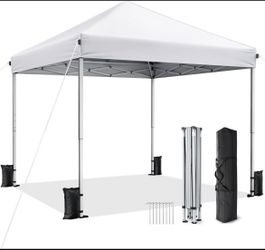 10x10 White Pop Up Canopy Tent One-Push Lock Adjustable Height