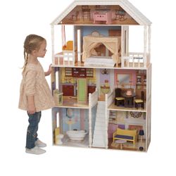 KidKraft Savannah Wooden Dollhouse with Porch Swing, Over 4 Feet Tall, Assembly Required, 14 Accessories