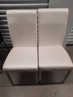 Set of 2 White Upholstered Dining Chairs