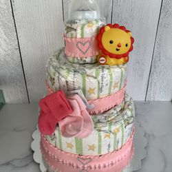 Baby Girl Diaper Cake - New