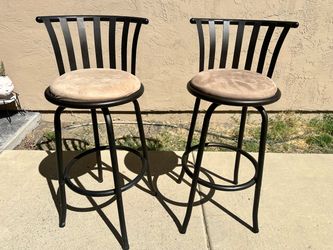 Pair of Metal Swivel Bar Stools – Set of 2