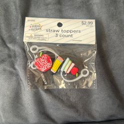 New Hobby Lobby Making The Grade 3 Count Apple Pencil Books Straw Toppers Covers