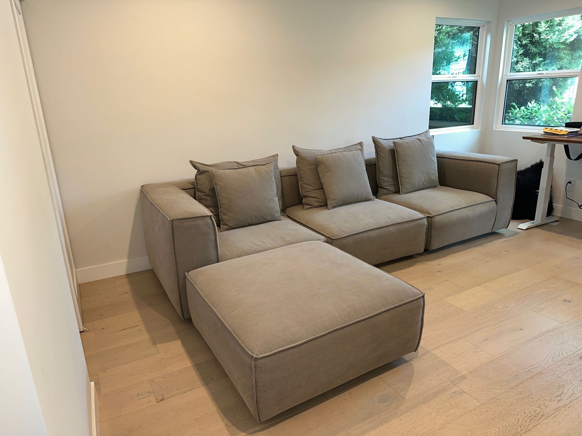  Arhaus Coburn Five-Piece Modular Sectional in Upholstered Gray Capricorn Grey/Left Arm