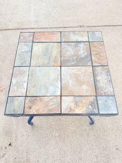 Slate Tile Top Patio Side Table