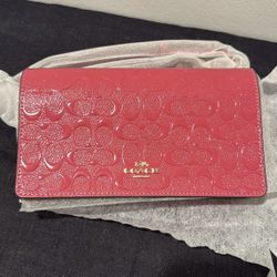 NWT ANNA FOLDOVER CLUTCH SIGNATURE LEATHER 