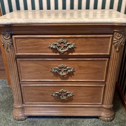 Three Drawer Marble Top Dresser