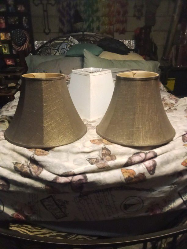 Stylish Lamp Shades Brown With Gold Weaving