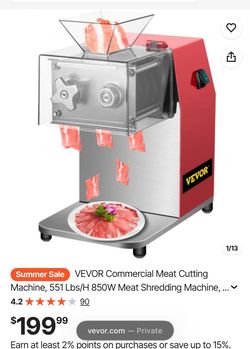 Commercial Meat Cutting Machine, 551 Lbs/H 850W Meat Shredding Machine, 3.5mm Blade Electric Meat Cutter, Stainless Steel Restaurant Food Cutter, for 