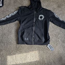 Black and White Chrome Heart Zipup