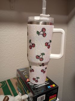 Blinged out cherry tumbler. 40oz