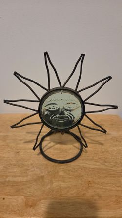 Vintage 90's Wrought Iron Bohemian Celestial Nouveau Art Candle Holder