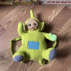 Teletubby Dipsy Vintage Plush Backpack Rubber Face