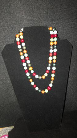 Multi Colored Art Glass Flapper Necklace, 
