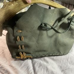 Handmade leather bag, leather Hand bag, leather purse,w/Elk Antler Handle