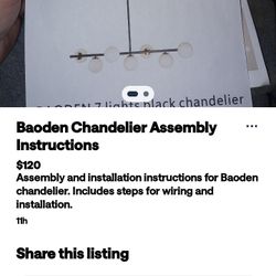 A Chandelier Light Was Six Bulbs Black Metal