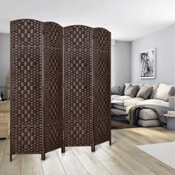 Room Divider, Partition Room Dividers, 4 Panel Privacy Screen,Brown 