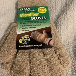 Clean Green Microfiber Dusting Gloves-Reusable, Machine washable