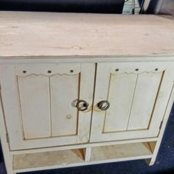 Vintage Shabby Chic Distressed Bathroom Cabinet Vanity 
Solid Wood- Distressed - White