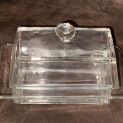 Heavy Glass Covered Butter Dish  