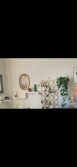 White floating shelves