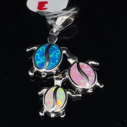 925 Silver Colorful Turtles Pendant 3.10g 166632/5