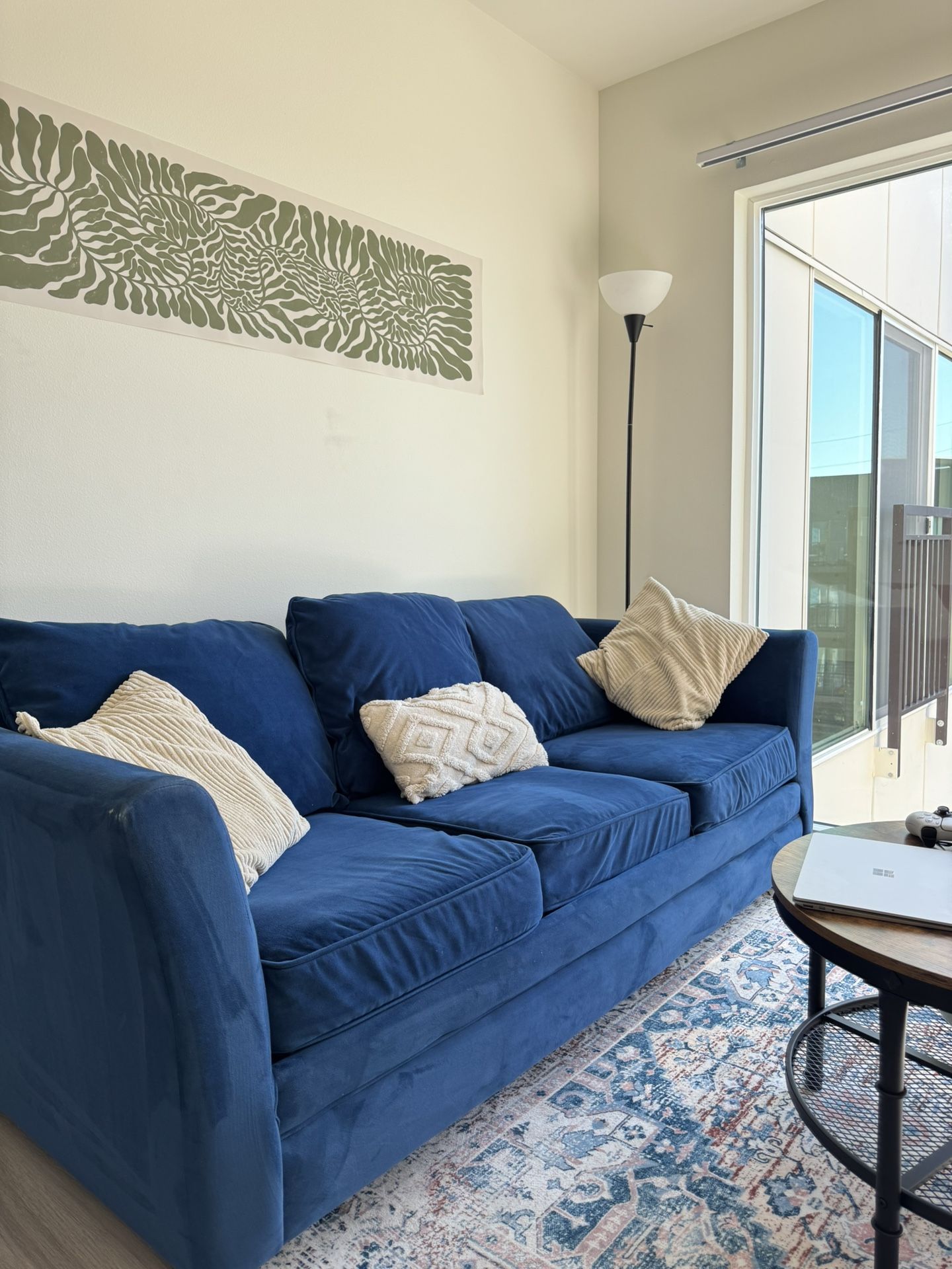 Blue pull out sofa /hide-a-bed With mattress