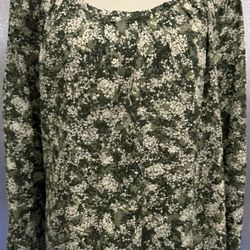 2X Plus A.N.A A New Approach Top Womens Green Floral Boho Peasant Shirt NWT