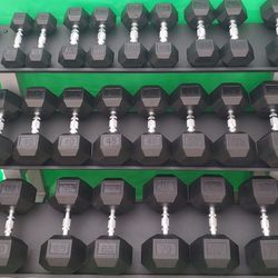 5-75 BRAND NEW EXAGONAL DUMBBELLS SET 