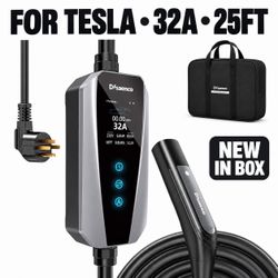EV Charger for Tesla 32A Level 2 NACS – 25ft Cable, NEMA 14-50 – New in Box