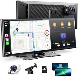 9.26'' Carplay Screen for Car with 4K Dash Cam, Compatible with Apple Carplay & Android Auto, Carplay with 1080p Backup Camera, 