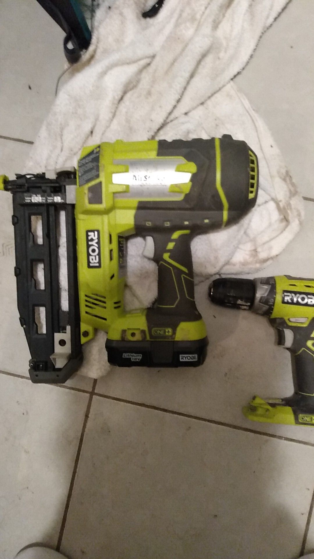 Ryobi battery powered nail gun and drill 18v