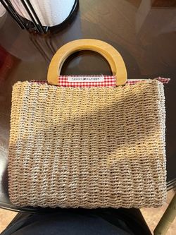 Tommy Hilfiger natural raffia/straw tote purse