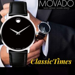 ***BRAND NEW*** Movado Men's Museum Classic Leather Strap Watch with Black Dial