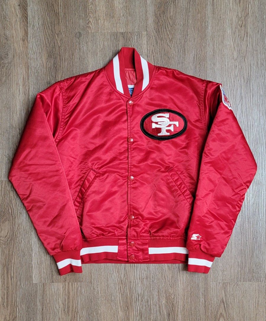 Vintage 1990s San Francisco 49ers Red Satin Jacket Size Small