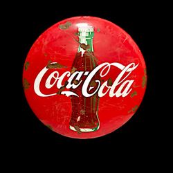 1940s–50s Vintage Coca-Cola 24” Porcelain Enamel Button Sign