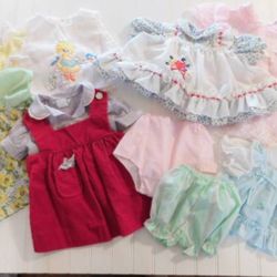 Vintage Baby Girls Clothes Lot 3-24 Month Dress Outfits
