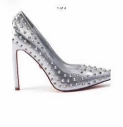 Silver Studded Pointed-Toe Stiletto Pumps