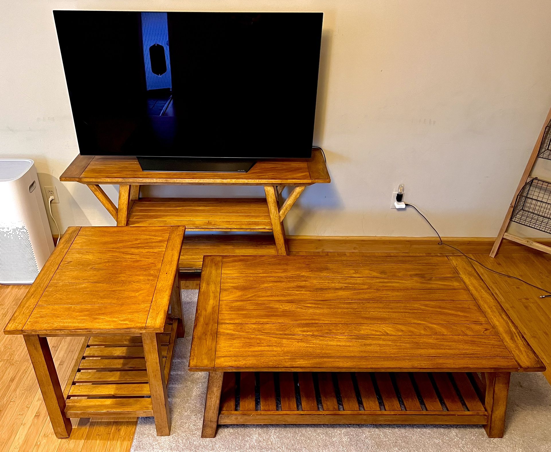 Ethan Allen 3-piece Solid Wood Living Table Set - Mission Shaker Cottage Style