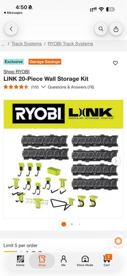 RYOBI LINK 20-Piece Wall Storage Kit