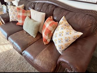 Brown real leather sofa