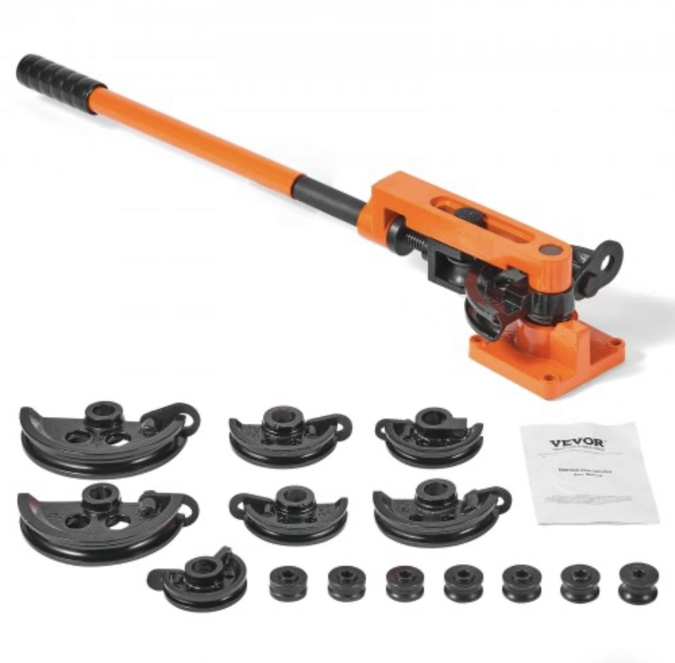 VEVOR Pipe Tube Bender, 3/8" to 1" OD Manual Pipe Tube Bender with 7 Bending Dies, 180° Copper Aluminum Pipes Bending Tools for HVAC Air Conditioning