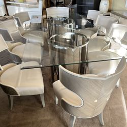 AICO (High-end) Glass Top Dining Table 